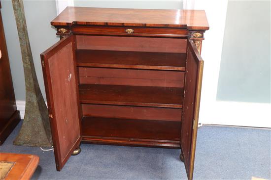 A small Regency rosewood dwarf bookcase W.84cm